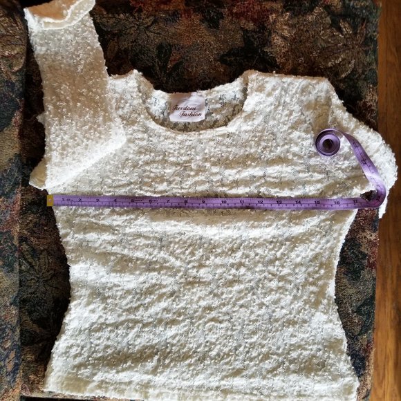 Vintage, lacey, sheer blouse, cream top, M, S, Freedom Fashion - Picture 4 of 5